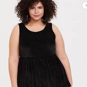 Torrid Black Velvet Burnout Leopard Tank Top  plus sz 5 NWT